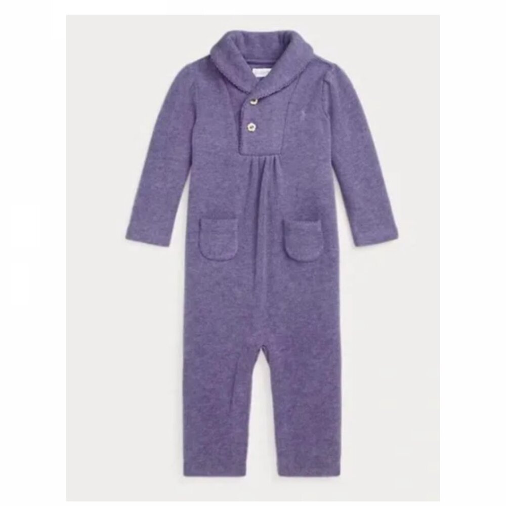 Girls Ralph Lauren Purple Ribbed Cotton One-Piece Romper Size 9 Months